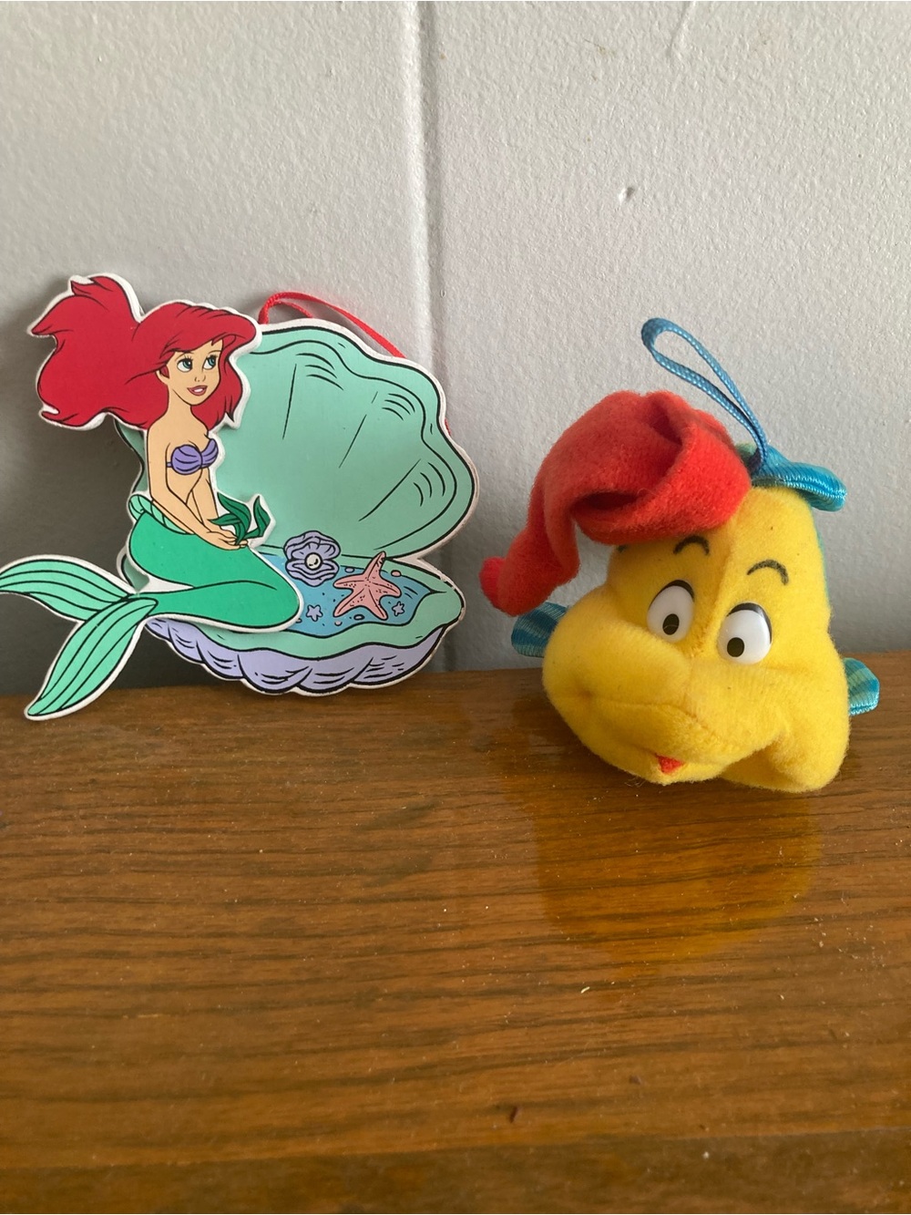 Disney Flounder Plush and Ariel Ornaments From The Little Mermaid Movie